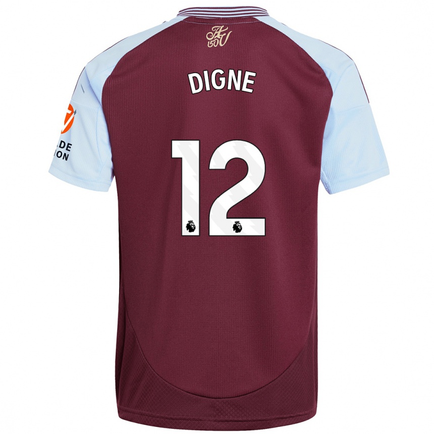 Vaikiškas Lucas Digne #12 Burgundijos Dangaus Mėlynas Namų Marškinėliai 2024/25 T-Shirt