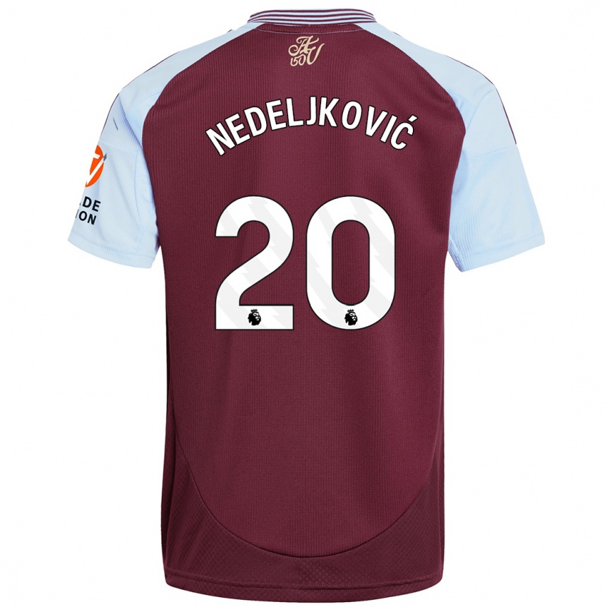 Vaikiškas Kosta Nedeljkovic #20 Burgundijos Dangaus Mėlynas Namų Marškinėliai 2024/25 T-Shirt