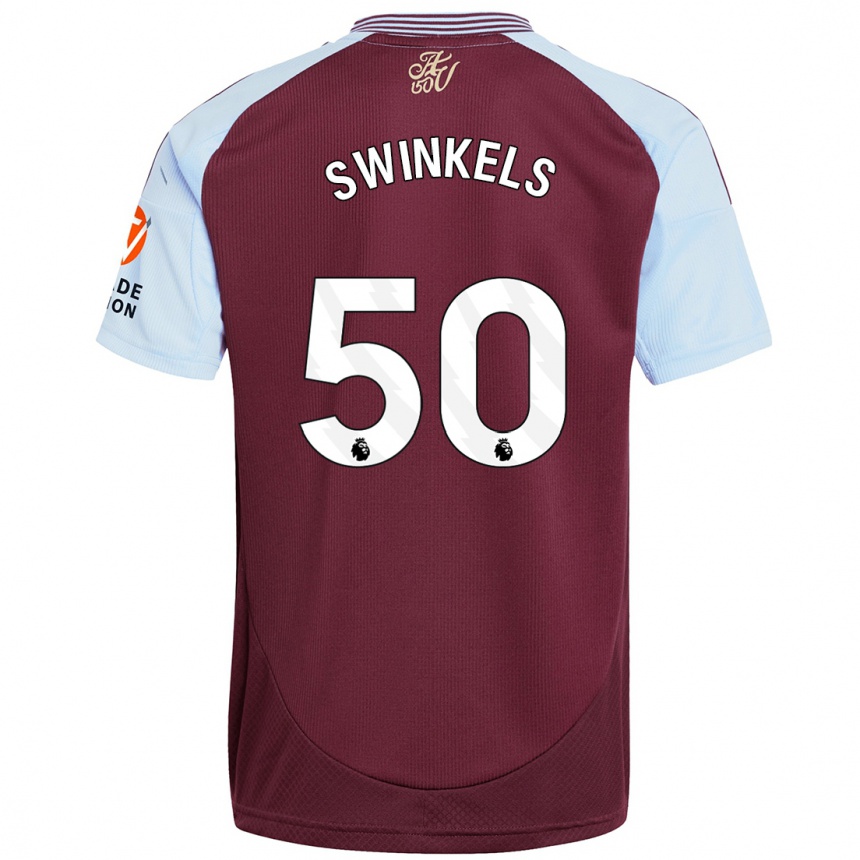 Vaikiškas Sil Swinkels #50 Burgundijos Dangaus Mėlynas Namų Marškinėliai 2024/25 T-Shirt