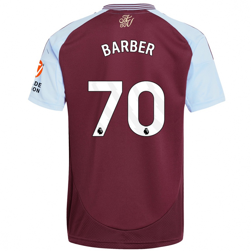 Vaikiškas Jayden Barber #70 Burgundijos Dangaus Mėlynas Namų Marškinėliai 2024/25 T-Shirt