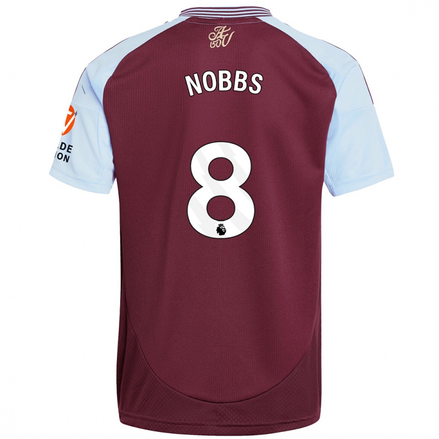 Vaikiškas Jordan Nobbs #8 Burgundijos Dangaus Mėlynas Namų Marškinėliai 2024/25 T-Shirt