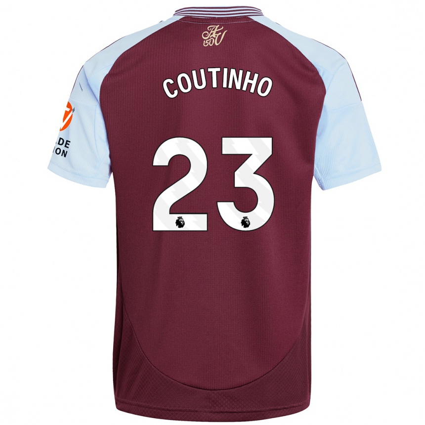 Vaikiškas Philippe Coutinho #23 Burgundijos Dangaus Mėlynas Namų Marškinėliai 2024/25 T-Shirt