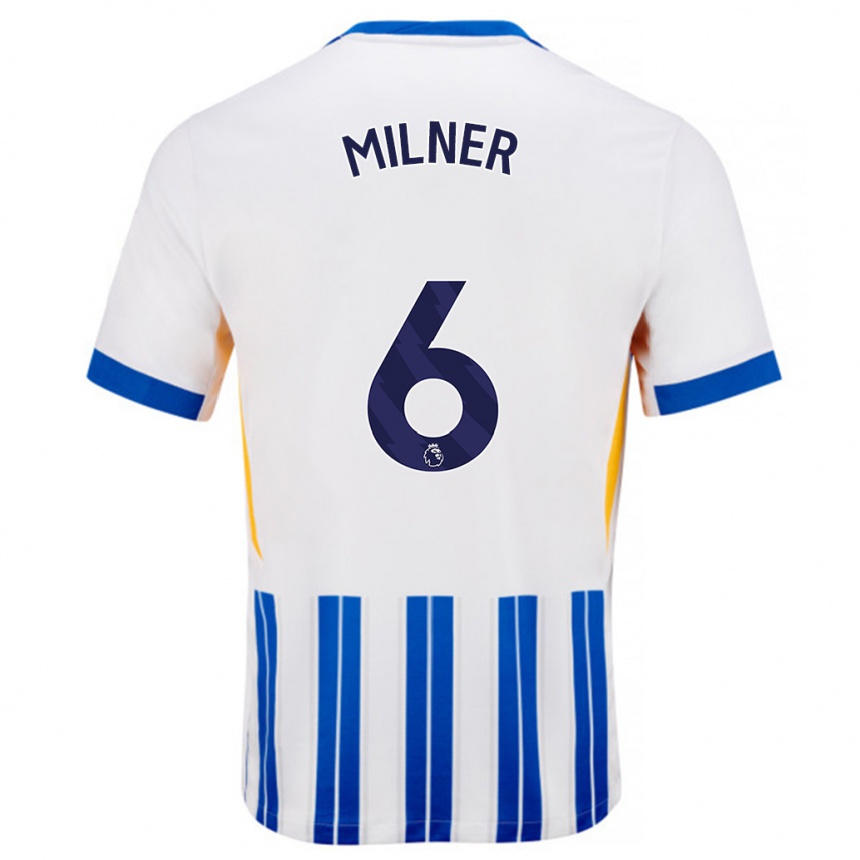 Vaikiškas James Milner #6 Balta Mėlyna Segtukai Namų Marškinėliai 2024/25 T-Shirt