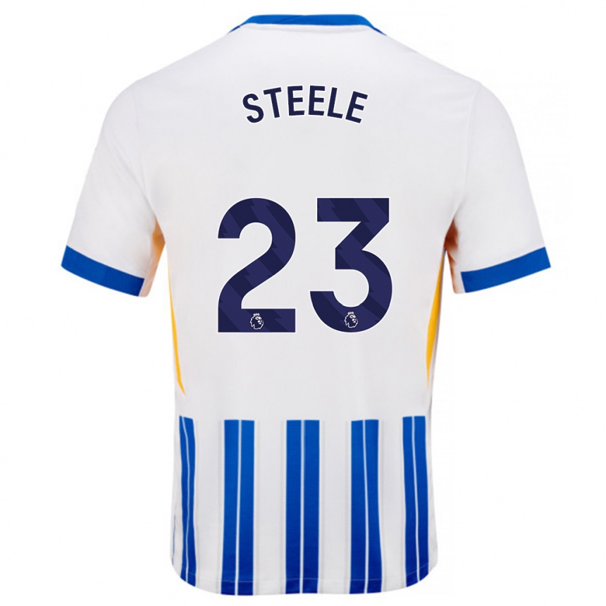 Vaikiškas Jason Steele #23 Balta Mėlyna Segtukai Namų Marškinėliai 2024/25 T-Shirt