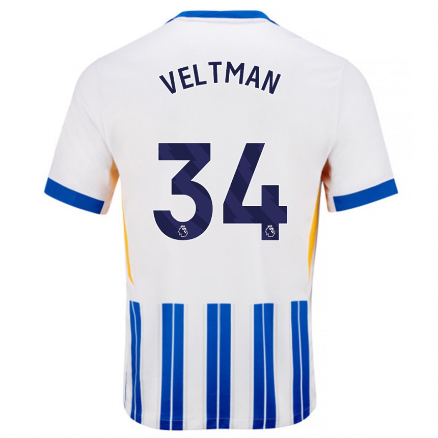 Vaikiškas Joël Veltman #34 Balta Mėlyna Segtukai Namų Marškinėliai 2024/25 T-Shirt