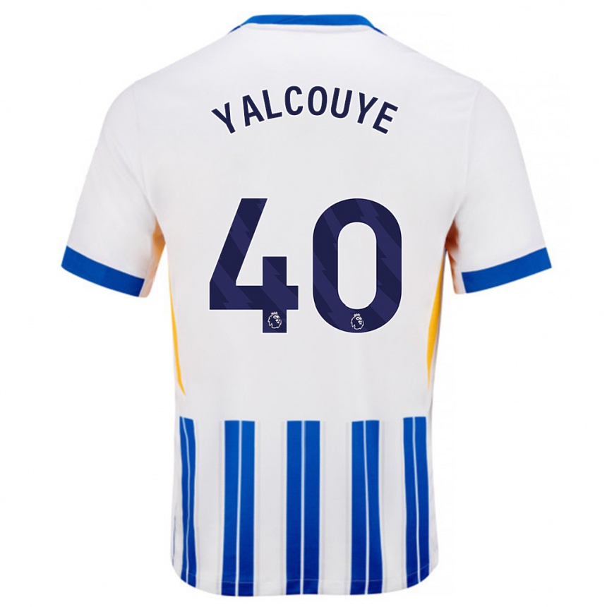 Vaikiškas Malick Junior Yalcouyé #40 Balta Mėlyna Segtukai Namų Marškinėliai 2024/25 T-Shirt