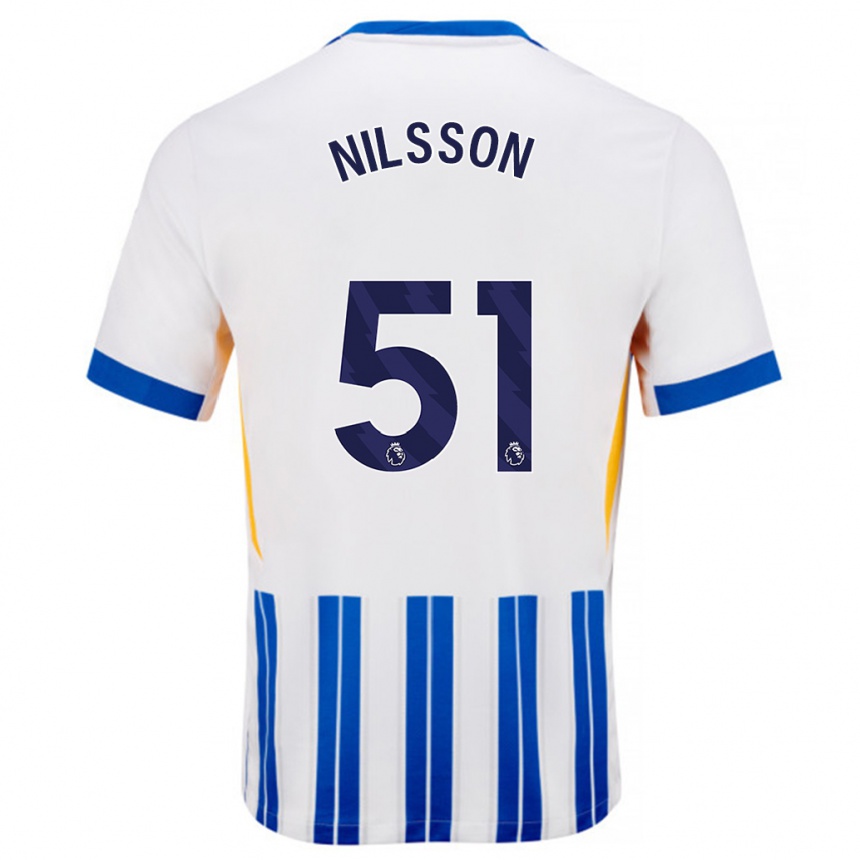 Vaikiškas Casper Nilsson #51 Balta Mėlyna Segtukai Namų Marškinėliai 2024/25 T-Shirt