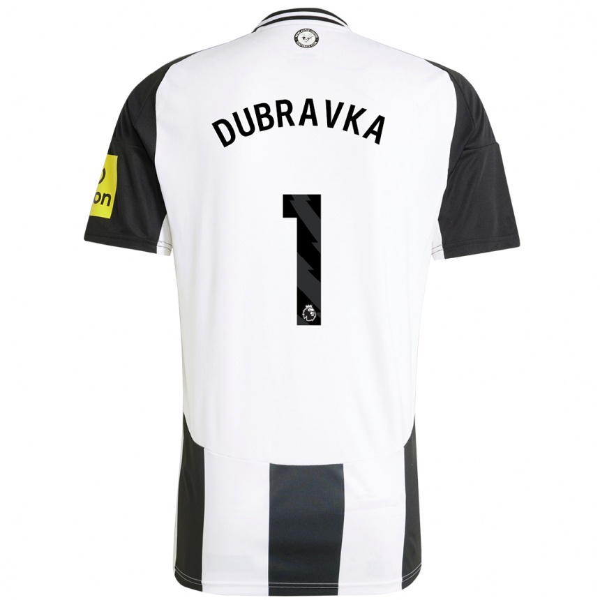 Vaikiškas Martin Dúbravka #1 Balta Juoda Namų Marškinėliai 2024/25 T-Shirt