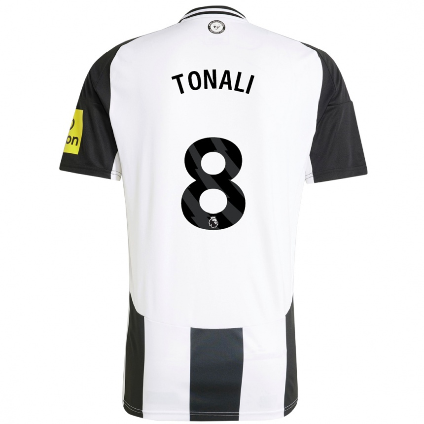 Vaikiškas Sandro Tonali #8 Balta Juoda Namų Marškinėliai 2024/25 T-Shirt