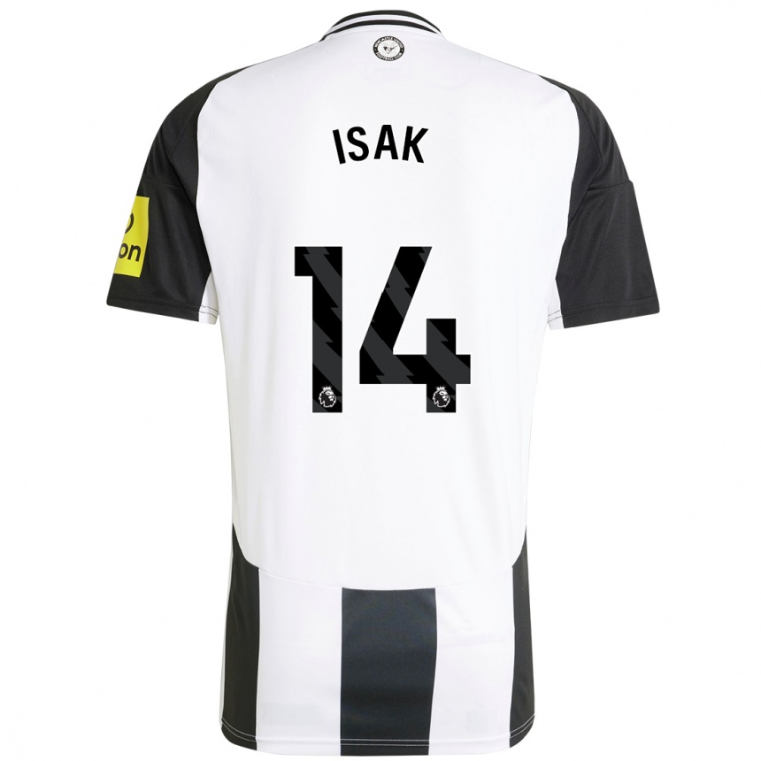 Vaikiškas Alexander Isak #14 Balta Juoda Namų Marškinėliai 2024/25 T-Shirt