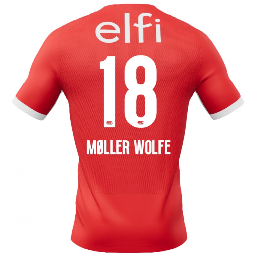 Vaikiškas David Møller Wolfe #18 Raudona Balta Namų Marškinėliai 2024/25 T-Shirt