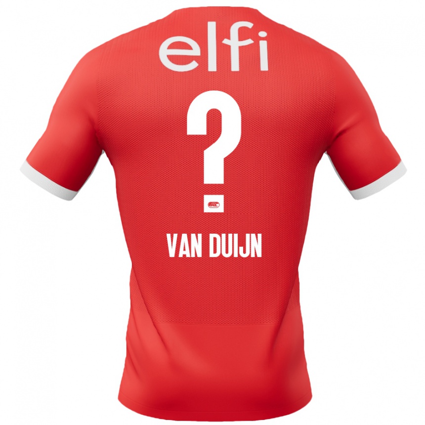 Vaikiškas Sem Van Duijn #0 Raudona Balta Namų Marškinėliai 2024/25 T-Shirt