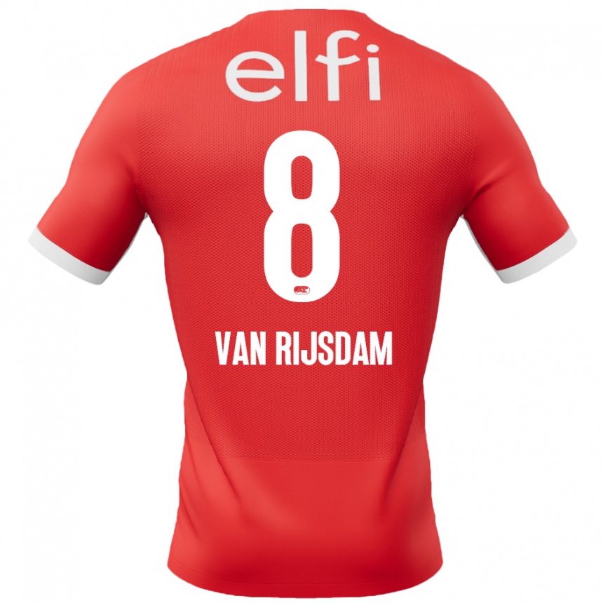 Vaikiškas Julian Van Rijsdam #8 Raudona Balta Namų Marškinėliai 2024/25 T-Shirt