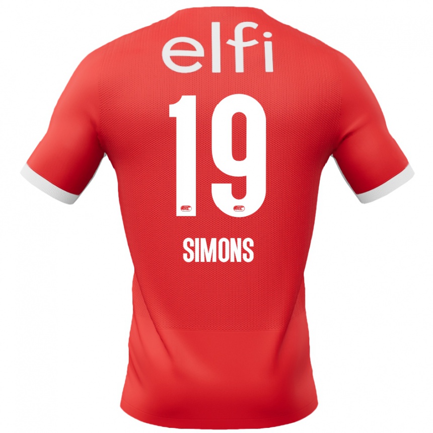 Vaikiškas Saviola Simons #19 Raudona Balta Namų Marškinėliai 2024/25 T-Shirt