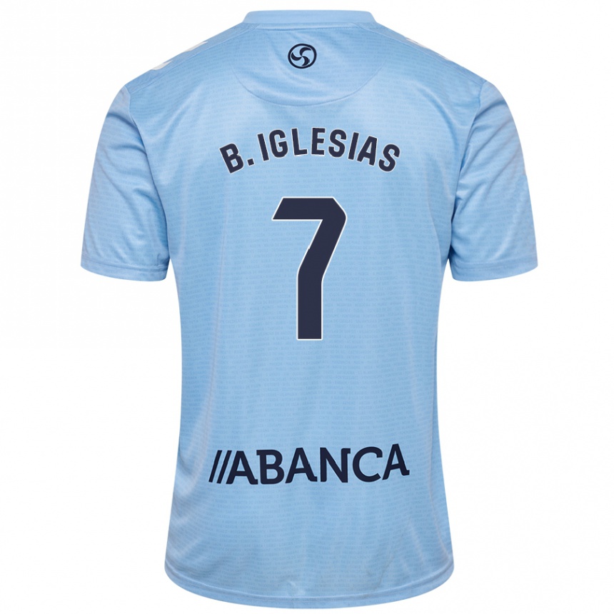 Vaikiškas Borja Iglesias #7 Dangaus Mėlyna Namų Marškinėliai 2024/25 T-Shirt