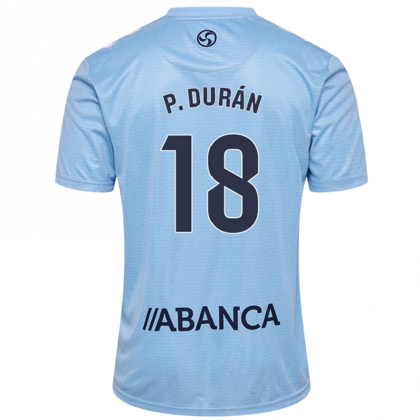 Vaikiškas Pablo Durán #18 Dangaus Mėlyna Namų Marškinėliai 2024/25 T-Shirt