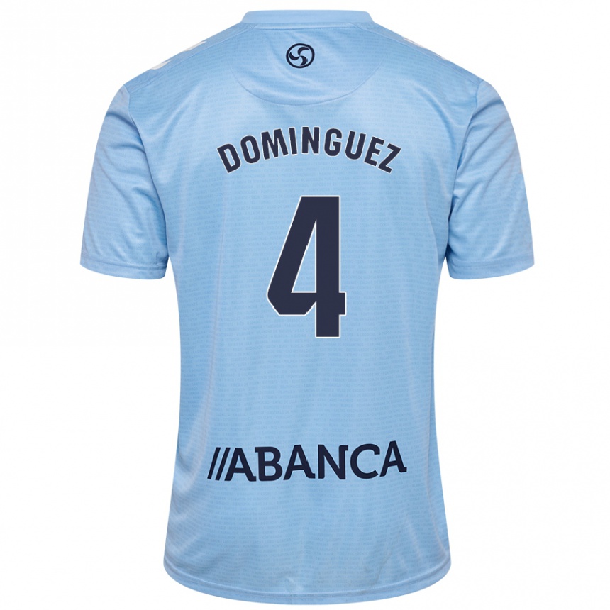 Vaikiškas Javi Domínguez #4 Dangaus Mėlyna Namų Marškinėliai 2024/25 T-Shirt