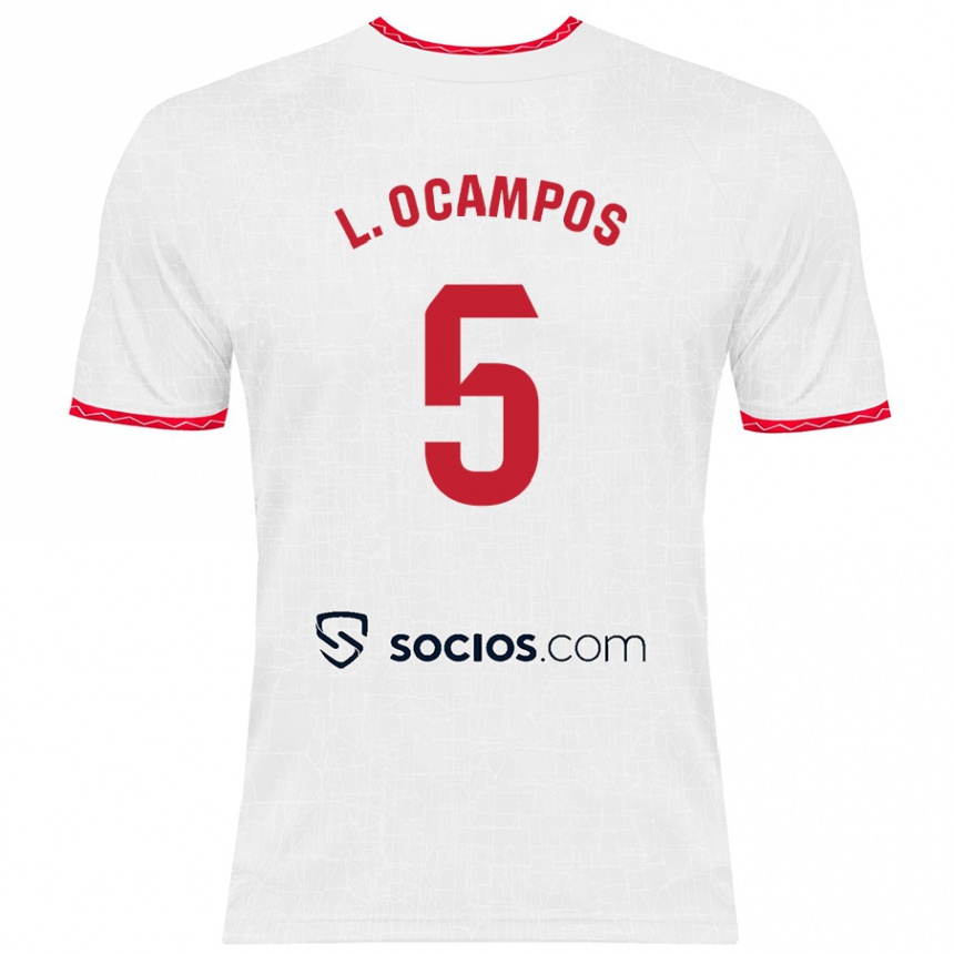 Vaikiškas Lucas Ocampos #5 Balta Raudona Namų Marškinėliai 2024/25 T-Shirt