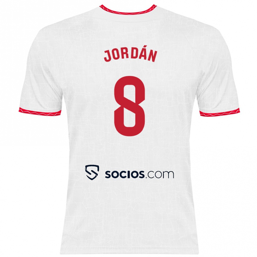 Vaikiškas Joan Jordán #8 Balta Raudona Namų Marškinėliai 2024/25 T-Shirt