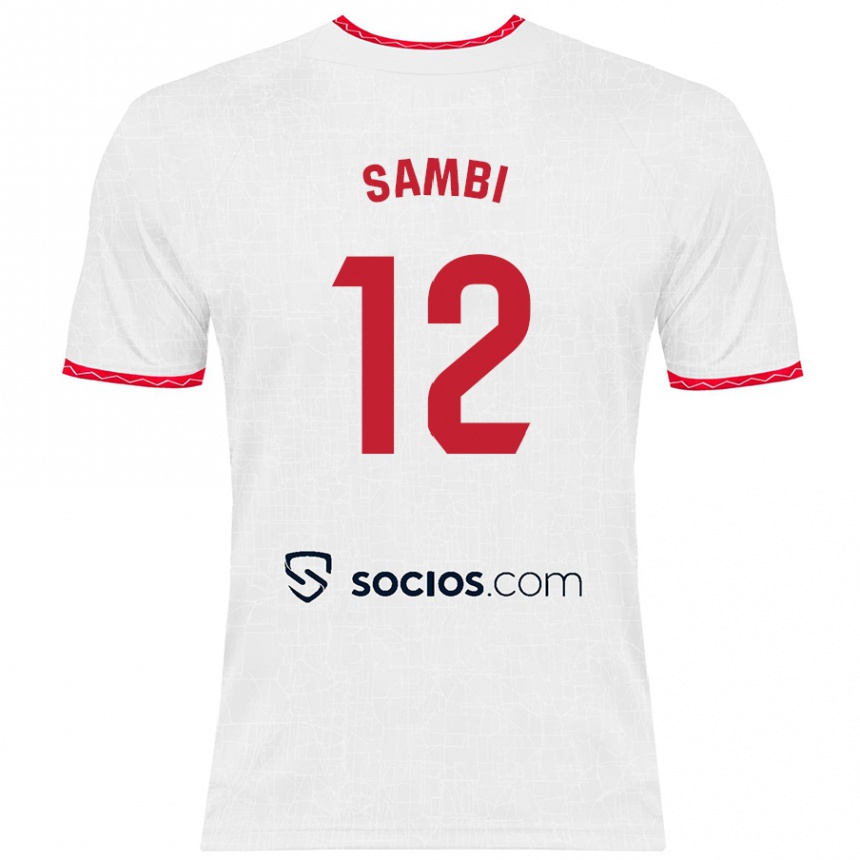 Vaikiškas Albert Sambi Lokonga #12 Balta Raudona Namų Marškinėliai 2024/25 T-Shirt