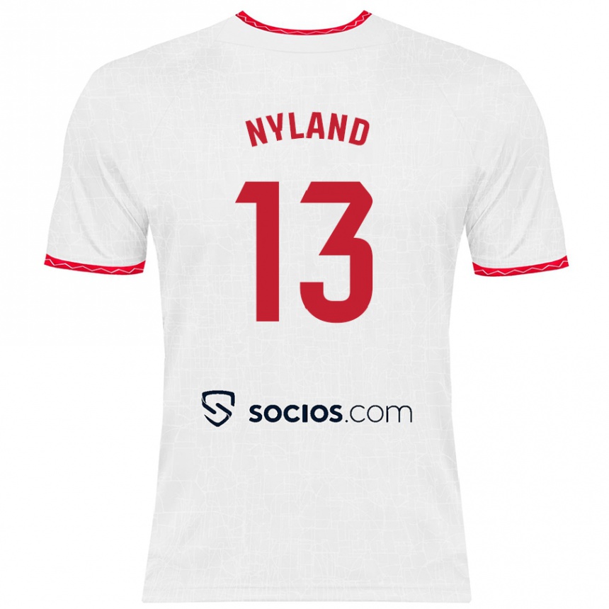 Vaikiškas Ørjan Nyland #13 Balta Raudona Namų Marškinėliai 2024/25 T-Shirt