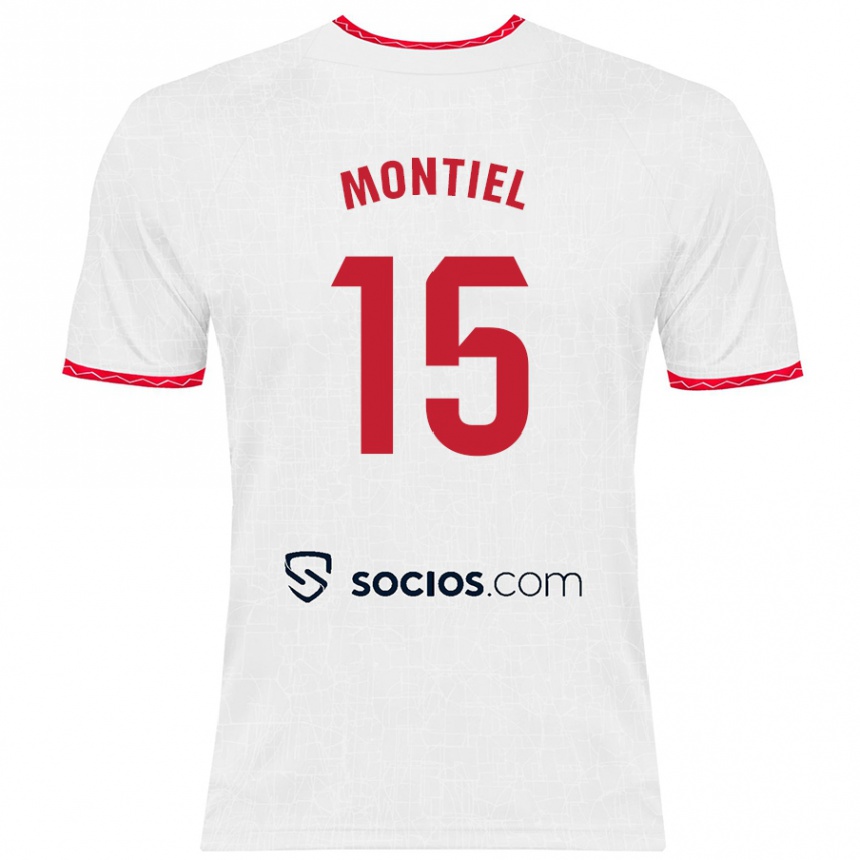 Vaikiškas Gonzalo Montiel #15 Balta Raudona Namų Marškinėliai 2024/25 T-Shirt