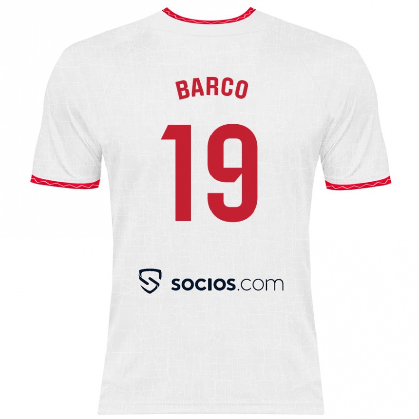 Vaikiškas Valentin Barco #19 Balta Raudona Namų Marškinėliai 2024/25 T-Shirt