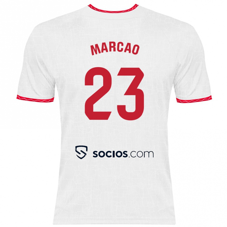 Vaikiškas Marcão #23 Balta Raudona Namų Marškinėliai 2024/25 T-Shirt