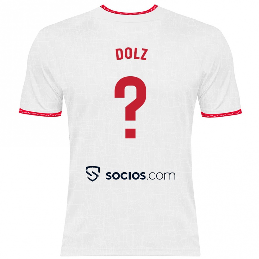 Vaikiškas Marc Dolz #0 Balta Raudona Namų Marškinėliai 2024/25 T-Shirt