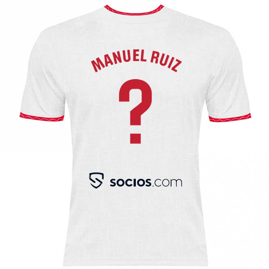 Vaikiškas José Manuel Ruiz #0 Balta Raudona Namų Marškinėliai 2024/25 T-Shirt