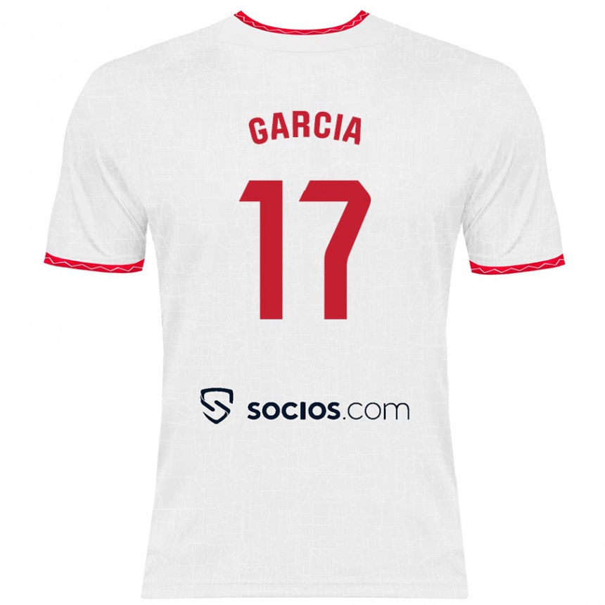 Vaikiškas Débora García #17 Balta Raudona Namų Marškinėliai 2024/25 T-Shirt