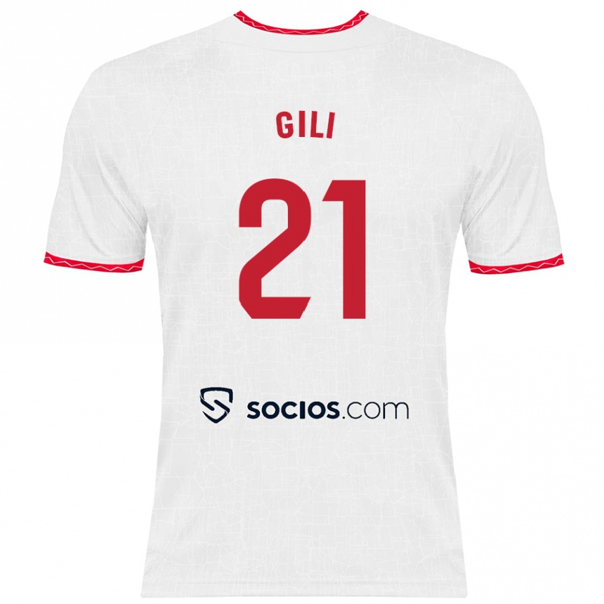 Vaikiškas Gemma Gili #21 Balta Raudona Namų Marškinėliai 2024/25 T-Shirt