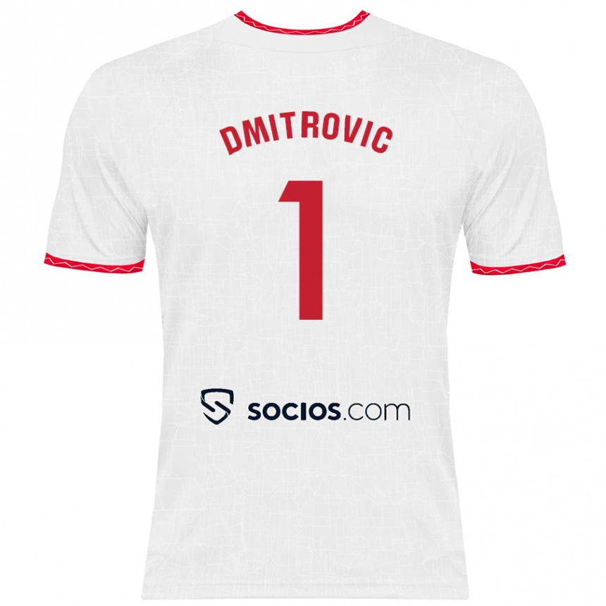 Vaikiškas Marko Dmitrović #1 Balta Raudona Namų Marškinėliai 2024/25 T-Shirt