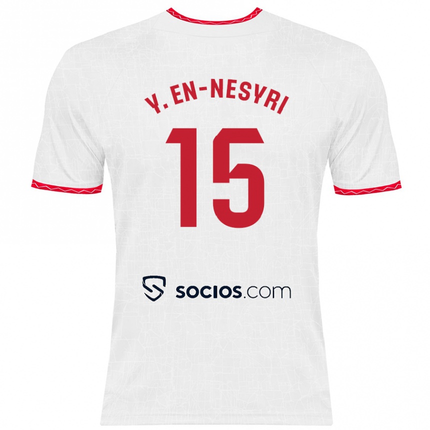 Vaikiškas Youssef En-Nesyri #15 Balta Raudona Namų Marškinėliai 2024/25 T-Shirt