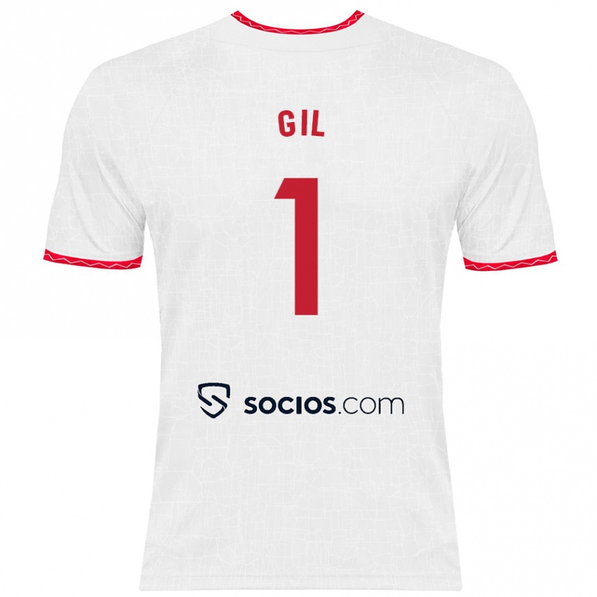 Vaikiškas David Gil #1 Balta Raudona Namų Marškinėliai 2024/25 T-Shirt