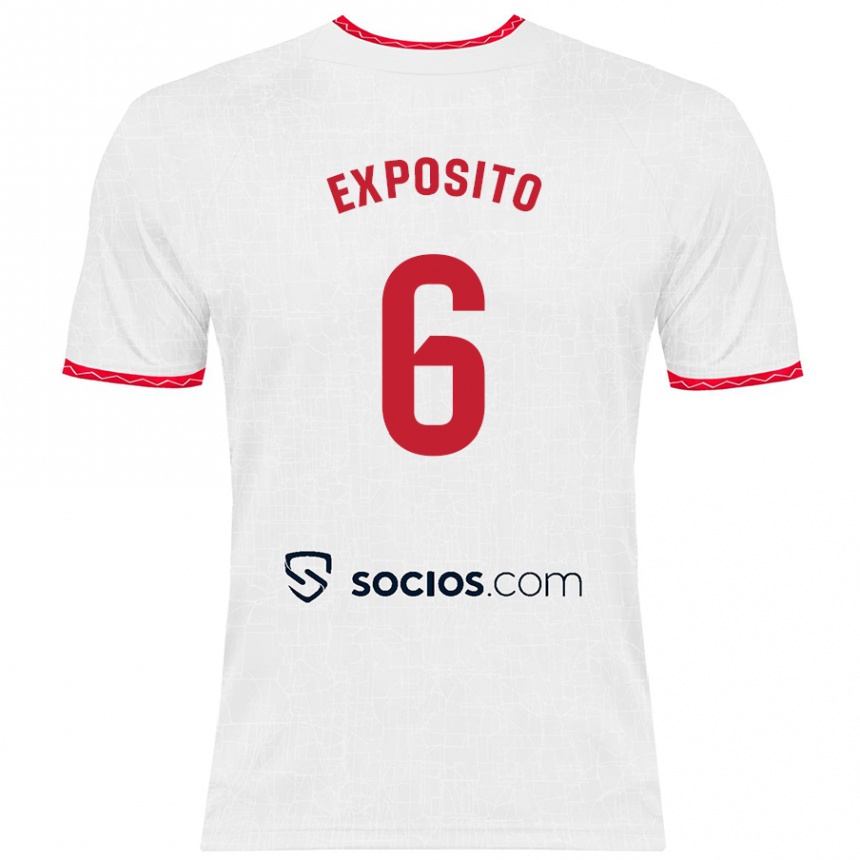 Vaikiškas Marcelo Expósito #6 Balta Raudona Namų Marškinėliai 2024/25 T-Shirt