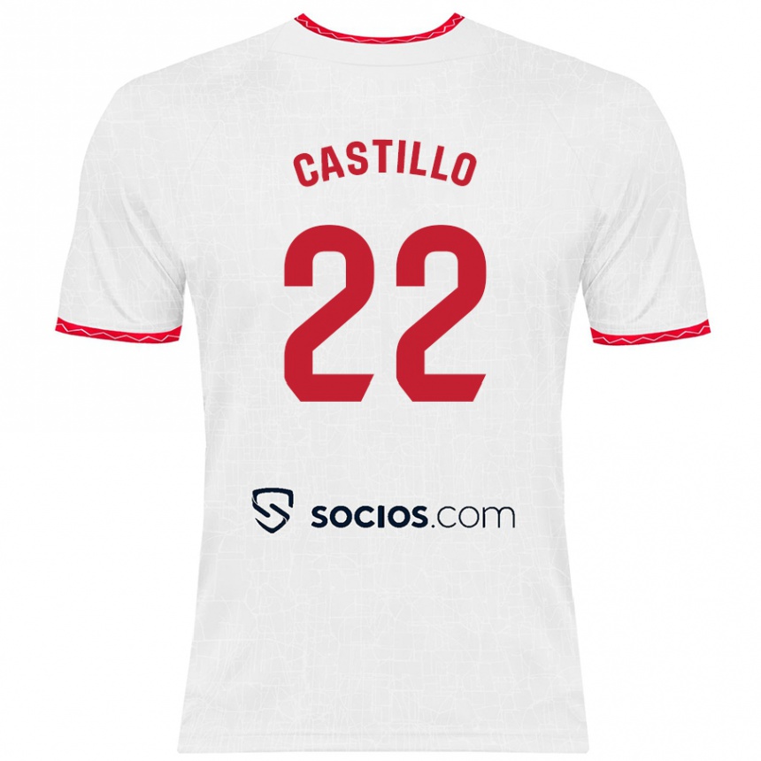 Vaikiškas José Castillo #22 Balta Raudona Namų Marškinėliai 2024/25 T-Shirt