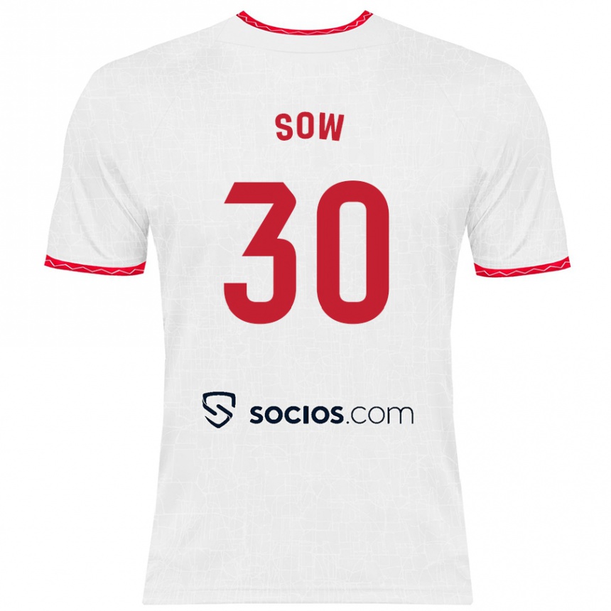 Vaikiškas Ibrahima Sow #30 Balta Raudona Namų Marškinėliai 2024/25 T-Shirt