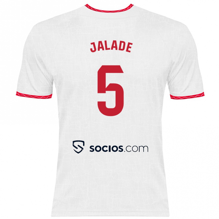 Vaikiškas Robert Jalade #5 Balta Raudona Namų Marškinėliai 2024/25 T-Shirt