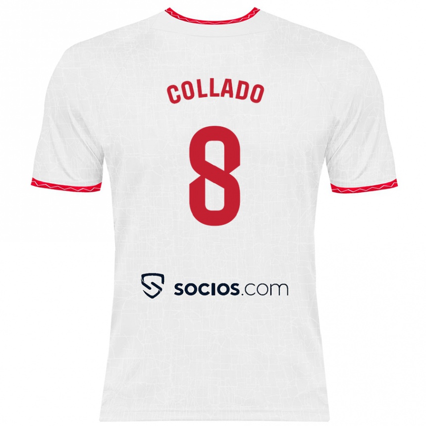 Vaikiškas Alberto Collado #8 Balta Raudona Namų Marškinėliai 2024/25 T-Shirt