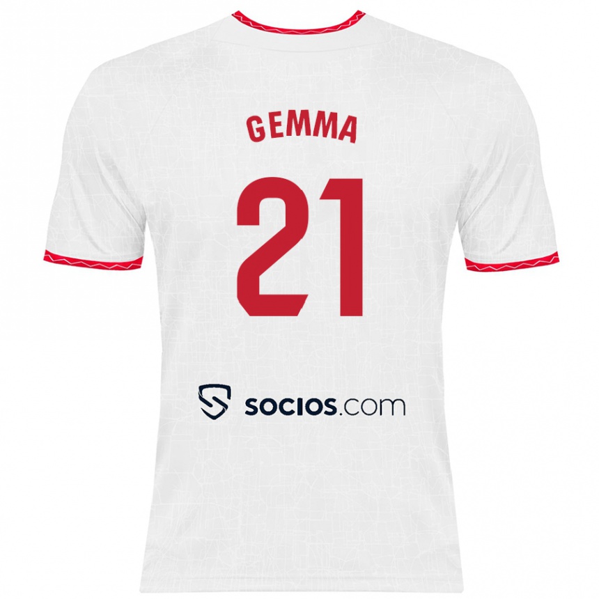 Vaikiškas Gemma Gili Giner #21 Balta Raudona Namų Marškinėliai 2024/25 T-Shirt