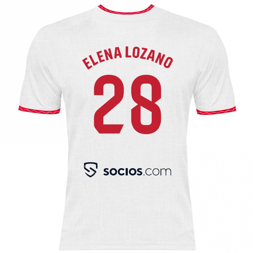 Vaikiškas Elena Lozano Gallego #28 Balta Raudona Namų Marškinėliai 2024/25 T-Shirt