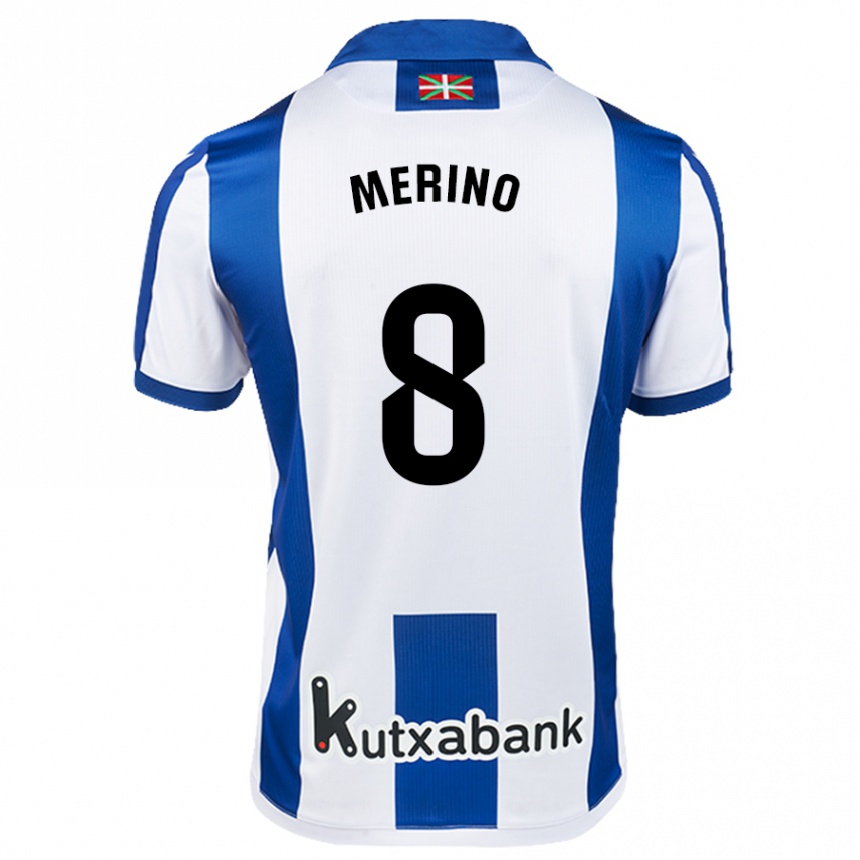 Vaikiškas Mikel Merino #8 Balta Mėlyna Namų Marškinėliai 2024/25 T-Shirt