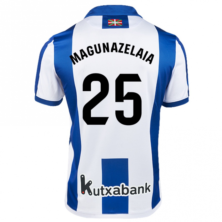 Vaikiškas Jon Magunazelaia #25 Balta Mėlyna Namų Marškinėliai 2024/25 T-Shirt