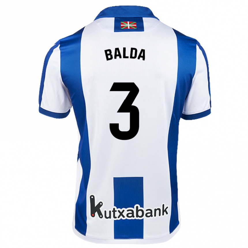 Vaikiškas Jon Balda #3 Balta Mėlyna Namų Marškinėliai 2024/25 T-Shirt