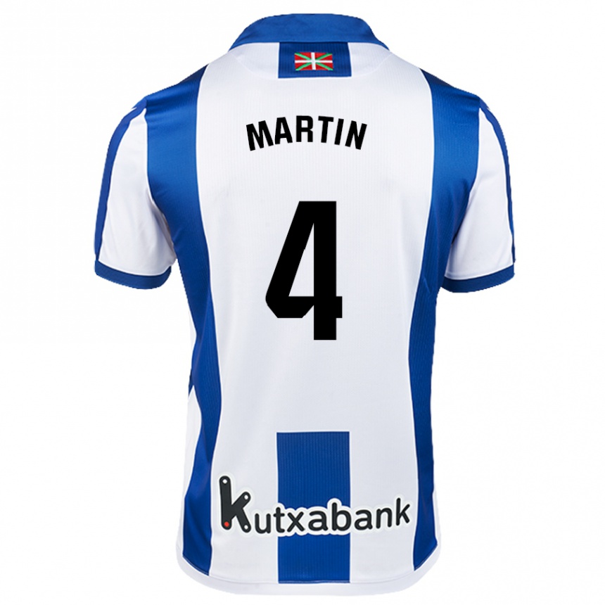 Vaikiškas Jon Martín #4 Balta Mėlyna Namų Marškinėliai 2024/25 T-Shirt