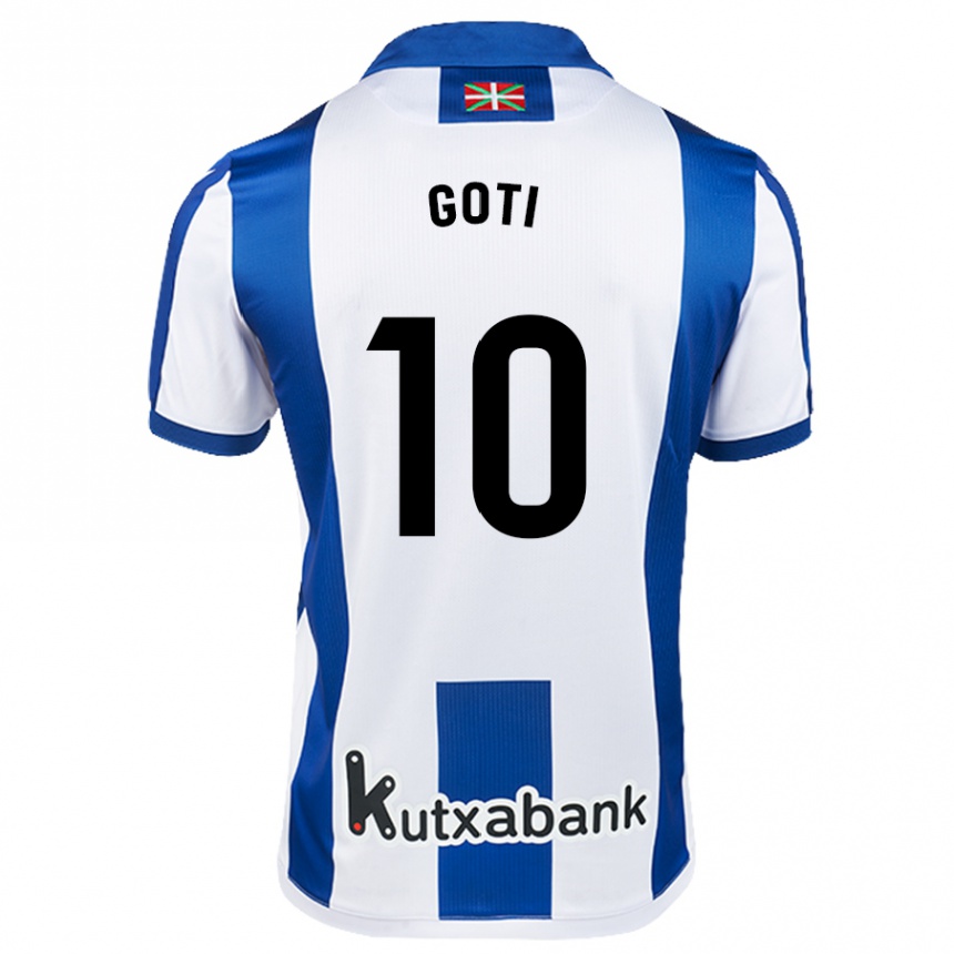 Vaikiškas Mikel Goti #10 Balta Mėlyna Namų Marškinėliai 2024/25 T-Shirt