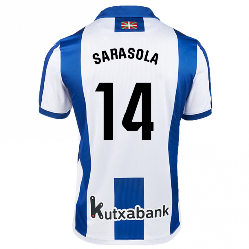 Vaikiškas Izarne Sarasola Beain #14 Balta Mėlyna Namų Marškinėliai 2024/25 T-Shirt