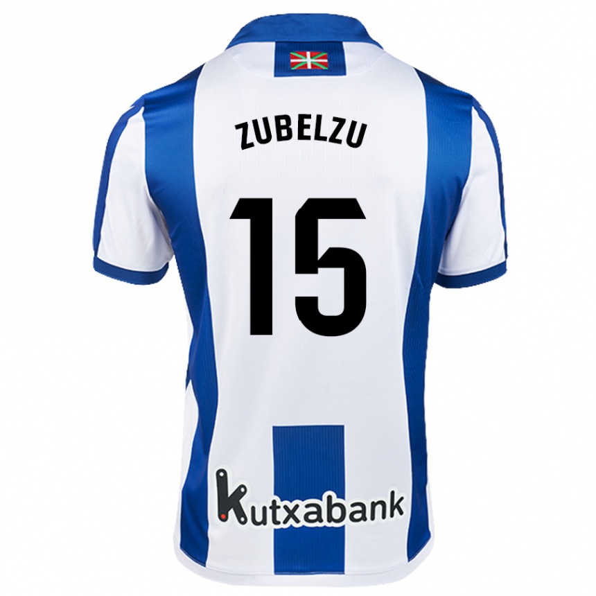 Vaikiškas Julen Zubelzu #15 Balta Mėlyna Namų Marškinėliai 2024/25 T-Shirt