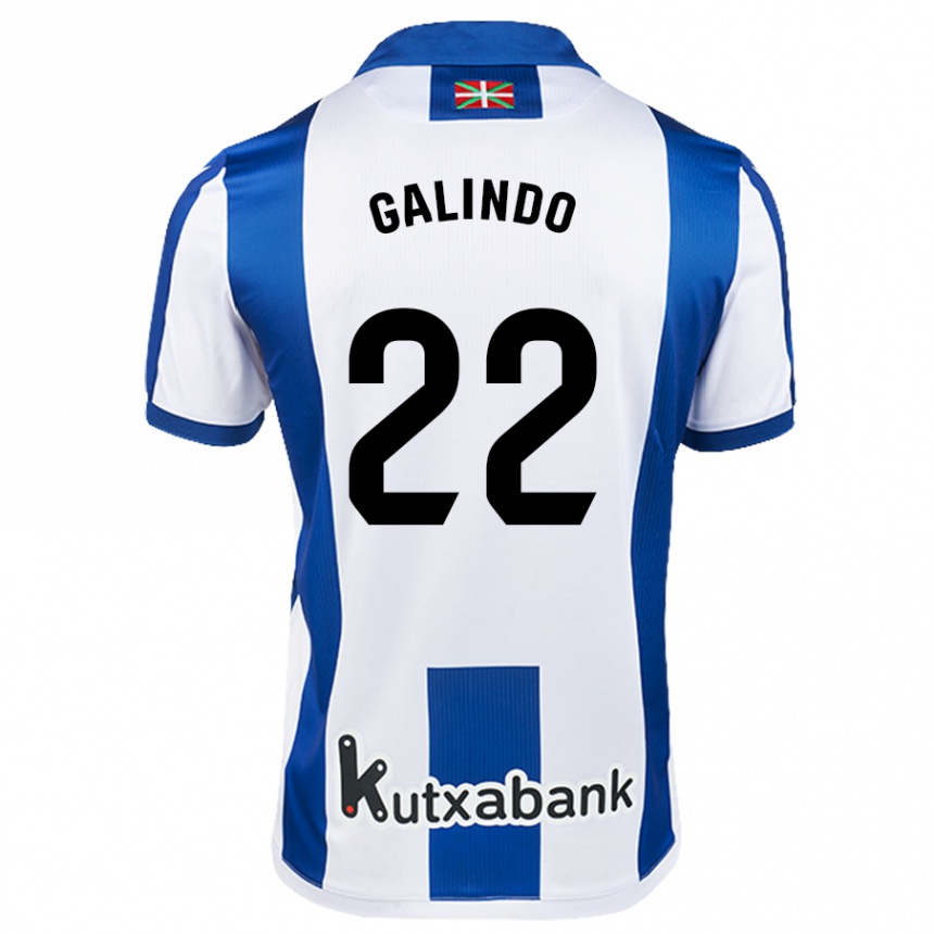 Vaikiškas Iker Galindo #22 Balta Mėlyna Namų Marškinėliai 2024/25 T-Shirt